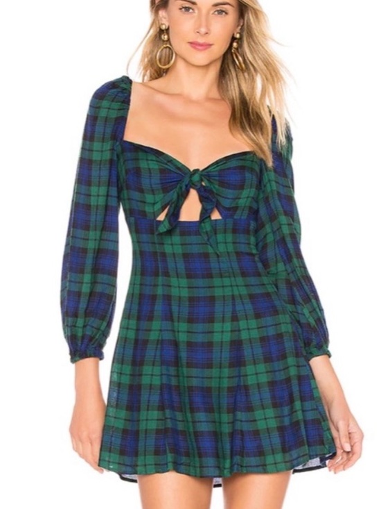 Majorelle Tartan Marchesa Mini Dress Green